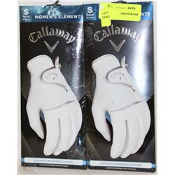 TWO CALLAWAY WOMENS LEATHER GOLF GLOVES
