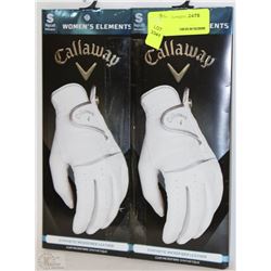 TWO CALLAWAY WOMENS LEATHER GOLF GLOVES