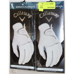 TWO CALLAWAY WOMENS LEATHER GOLF GLOVES