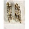 Image 1 : #3-10KT YELLOW GOLD DOUBLE HOOP DIAMOND EARRINGS