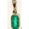 Image 1 : #8-14KT YELLOW GOLD EMERALD & DIAMOND PENDANT