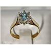 Image 2 : #12-10KT YELLOW GOLD AQUAMARINE & DIAMOND RING