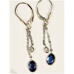 #14-14KT WHITE GOLD SAPPHIRE & DIAMOND EARRINGS