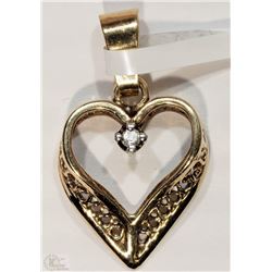 #16-10KT YELLOW GOLD HEART-SHAPE DIAMOND PENDANT
