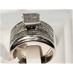 #17-10KT WHITE GOLD DIAMOND HEAVY RING SIZE 7.5