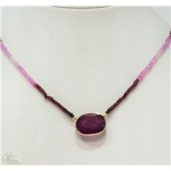 #18-14KT YELLOW GOLD RUBY NECKLACE