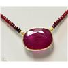 Image 2 : #18-14KT YELLOW GOLD RUBY NECKLACE