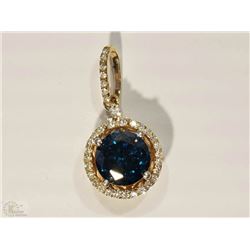 #19-14KT YELLOW GOLD BLUE&WHITE DIAMOND PENDANT