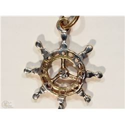 #20-10KT YELLOW GOLD DIAMOND HELM SHAPE PENDANT