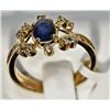Image 1 : #23-14KT YELLOW GOLD BLUE SAPPHIRE& DIAMOND RING