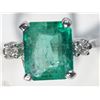 Image 1 : #26-14KT WHITE GOLD EMERALD & DIAMOND RING