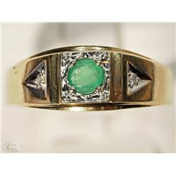 #42-10KT YELLOW GOLD EMERALD & DIAMOND RING
