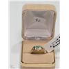Image 3 : #42-10KT YELLOW GOLD EMERALD & DIAMOND RING