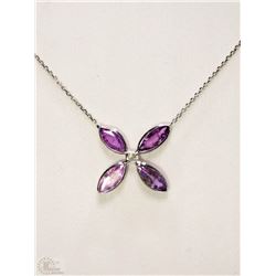 #47-14KT WHITE GOLD SAPPHIRE & DIAMOND NECKLACE