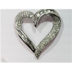 #48-STERLING SILVER HEART SHAPED DIAMOND PENDANT