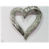 Image 1 : #48-STERLING SILVER HEART SHAPED DIAMOND PENDANT