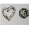 Image 2 : #48-STERLING SILVER HEART SHAPED DIAMOND PENDANT