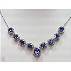#50-14KT WHITE GOLD TANZANITE&DIAMONDS NECKLACE