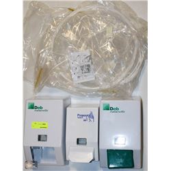 BOX WITH ASSORTED SOAP DISPENSERS AND HOOKUPS