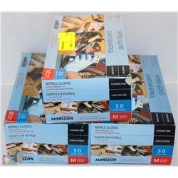 LOT OF 3 HORIZON NITRILE 8MIL GLOVES SIZE MEDIUM