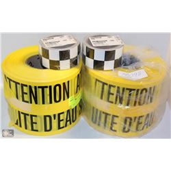 LOT OF CAUTION TAPE AND CHECKERED TAPE