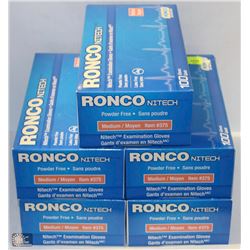 LOT OF 5 RONCO NITECH SIZE MEDIUM NITRILE GLOVES