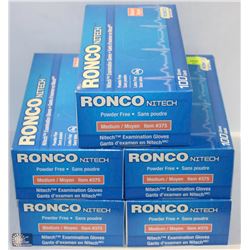 LOT OF 5 RONCO NITECH SIZE MEDIUM NITRILE GLOVES