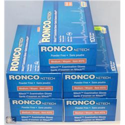 LOT OF 5 RONCO NITECH SIZE MEDIUM NITRILE GLOVES