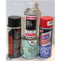 BOX WITH ASSORTED SPRAY PAINT AND AND MORE