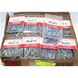 LOT OF 8X2-1/2 WOOD SCREWS