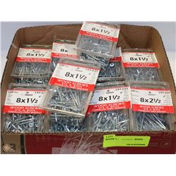 LOT OF 8X1-1/2 AND 8X2-1/2 WOOD SCREWS