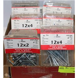 LOT OF 12X2 AND 12X4 WOOD SCREWS