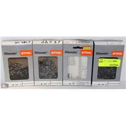 LOT OF STIHL OILOMATIC BAR AND CHAINS