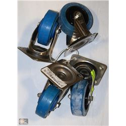 LOT OF 4 BLUE 4" CASTERS