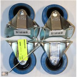 LOT OF 4 BLUE SMALL CASTERS