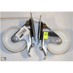 LOT OF 2 WHITE LOCKING CASTERS