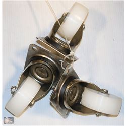 LOT OF 3 WHITE CASTERS