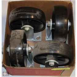 BOX WITH 4 LARGE BLACK CASTERS