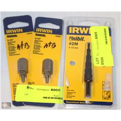 LOT OF 2 IRWIN 5/32" SCREW EXTRACTOR & 1 UNIBIT