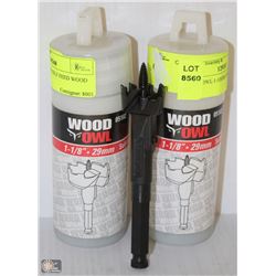 LOT OF 2 WOOD OWL 1-1/8 WOOD DRILL BIT