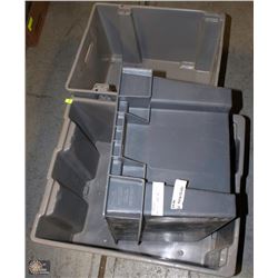 LOT OF 4 GREY STORAGE BINS