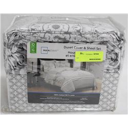 NEW MAINSTAYS DUVET COVER &SHEET SET,7PC