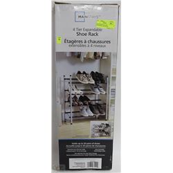 NEW MAINSTAYS 4 TIER EXPANDABLE SHOE RACK
