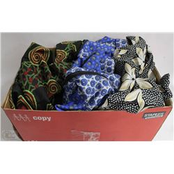 BOX W/10 NEW DESIGN FABRIC PURSES