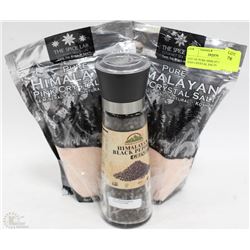 LOT OF PURE HIMALAYAN PEPPER AND CRYSTAL SALTS