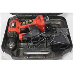 BLACK AND DECKER 12V CORDLESS DRILL WITH CASE,