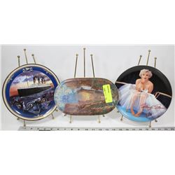 3 VARIOUS COLLECTOR PLATES ON STANDS SOLD WITH