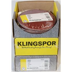 3 BOXES OF 5" KLINGSPOR SANDING DISCS