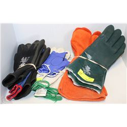 LOT OF ASSORTED WORK GLOVES