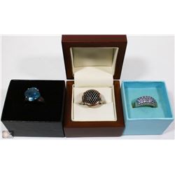 3)ESTATE LADIES 3 SILVER RINGS WITH STONES